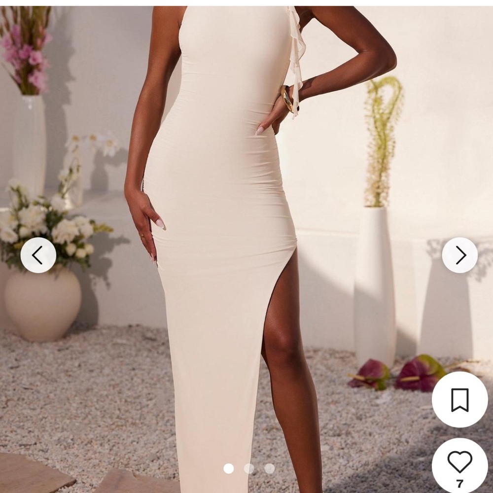 Oh Polly Elegant Cream Backless Dress